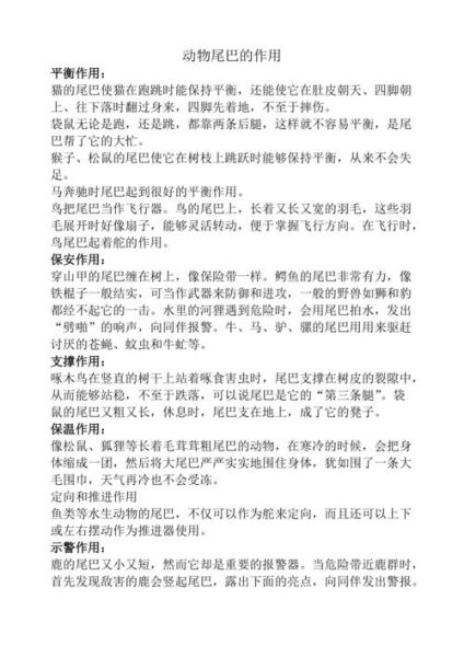 动物的尾巴都有什么作用用处(是平衡、攻击还是防御)