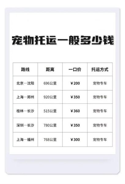 宠物托运需要多少钱(需要办什么手续)