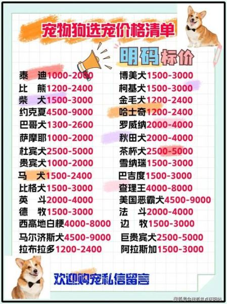 狗价格大全(到底哪种最便宜)